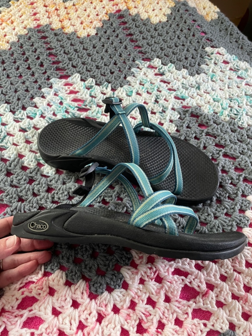 Chaco Teal Blue Strappy Sandals